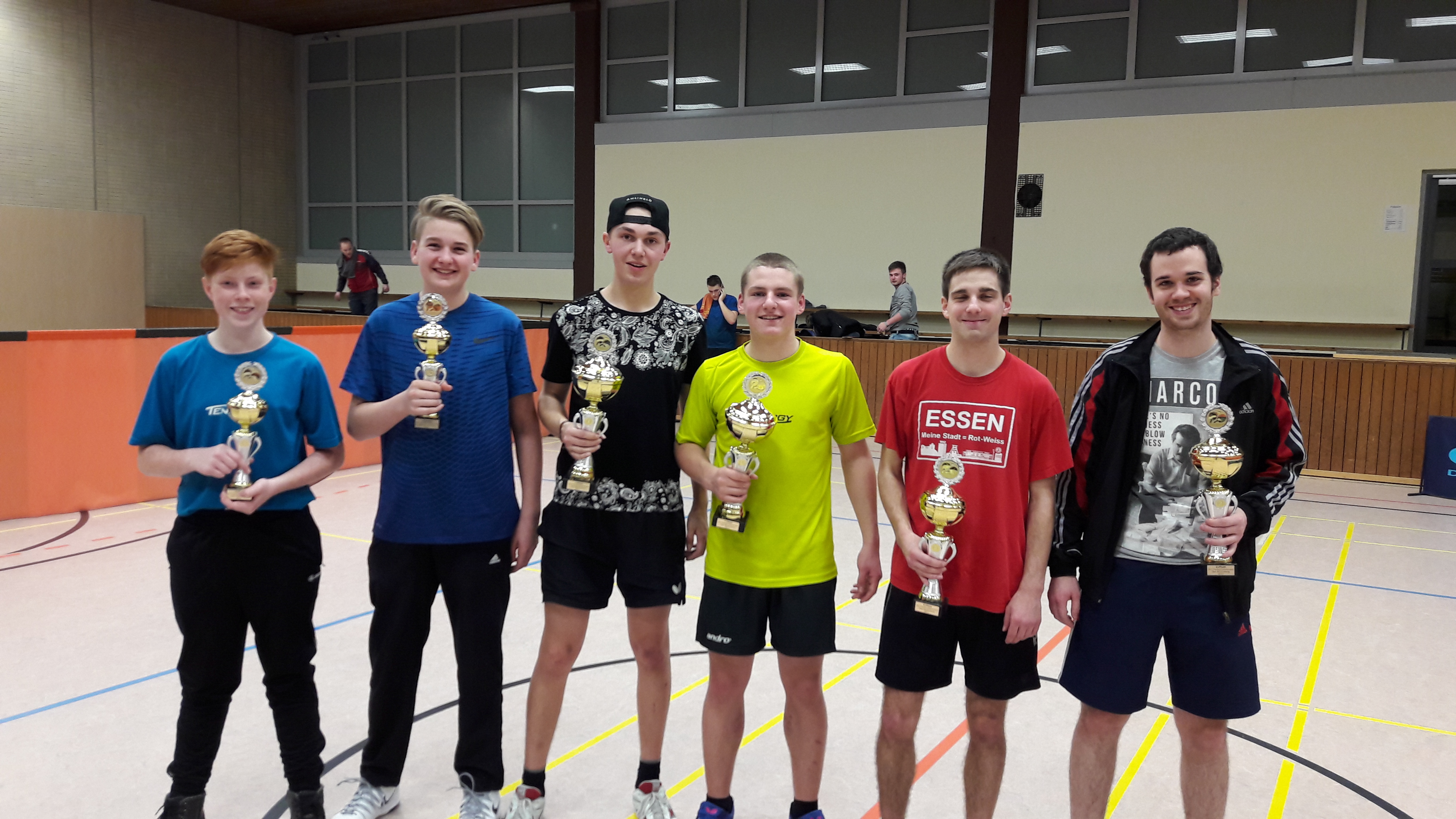 Siegerehrung<br>Von links: Raphael Weiß/Felix Simon (3.Platz), Felix Siegert/Paul Richter (1.Platz), Dominik Neitzert/Torben Schuhen (2.Platz)